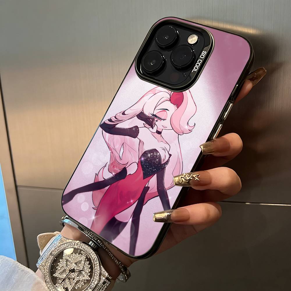 A-Angel Dust H-Hazbin H-Hotel Custodia per Telefono Per iPhone 17,16,15,14,13,12,11 Plus Pro Max Custodia per Telefono Colorata Argentata