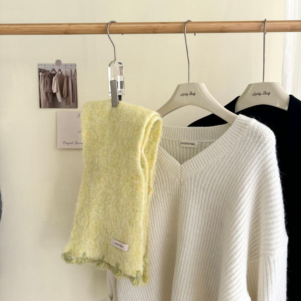 Fashionable Wool Knitted Scarf Autumn Winter Warm Simple Cold-Proof Shawl For Students Solid Color Versatile Thickened Muffler