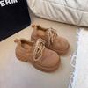 Platform loafers women's 2025 autumn new fashionable versatile simple British style lace-up round head casual small single shoes