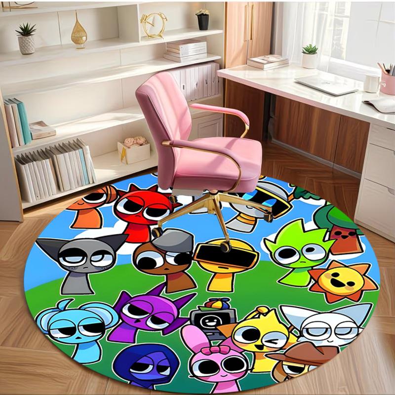 Sprunki Game Print Round Rug, Washable Floor Carpet, For Entryway Dorm Laundry Room Office Study, Home Decor Birthday Christmas Gift