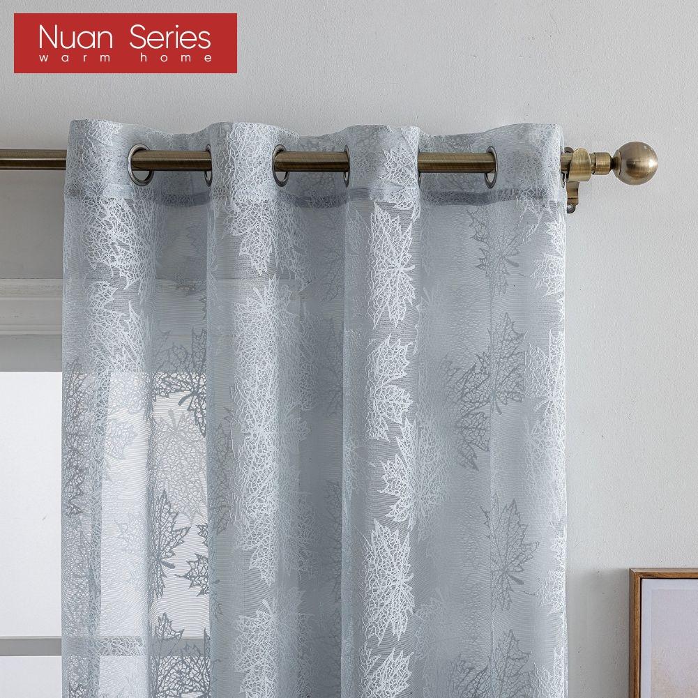 1PC Nuan Series Simple and Versatile Solid Color Sheer Curtain Jacquard Ring Type Tulle for Living Room Bedroom Balcony Window Home Decor