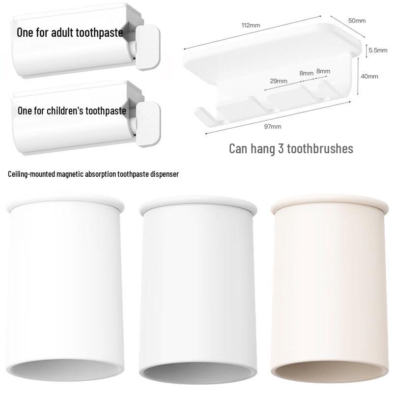 Magnetic Suction Toothbrush Holder with Inverted Mouthwash Cup