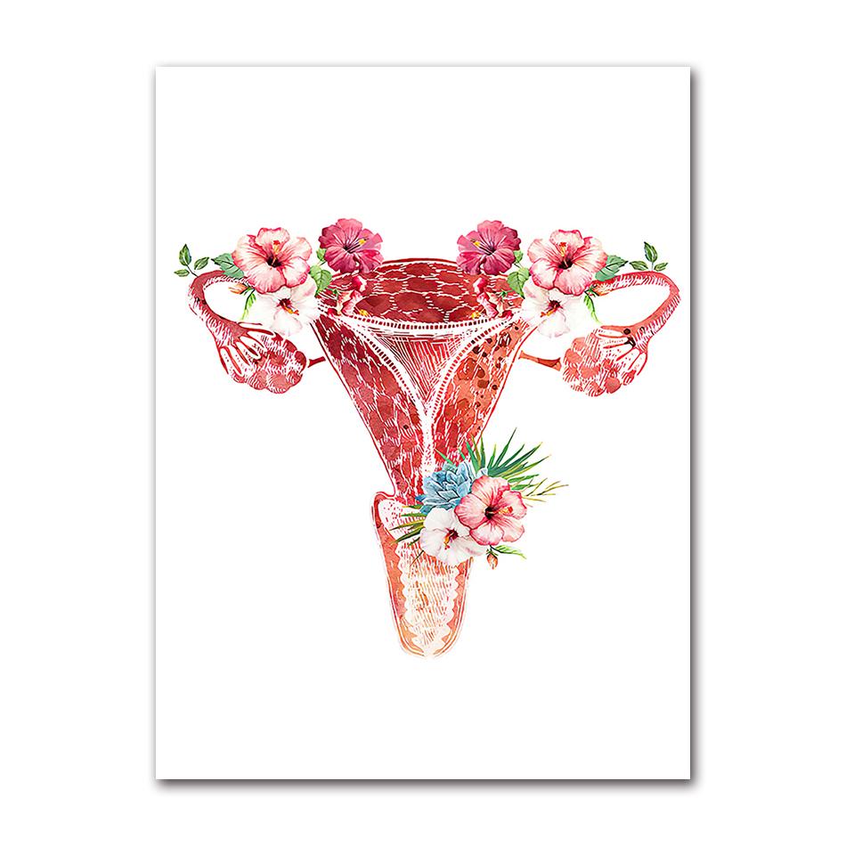 Flower Breast Uterus Kidney Liver Anatomy Wall Art Canvas Painting Nordic Posters And Prints Wall Pictures For Doctors Office