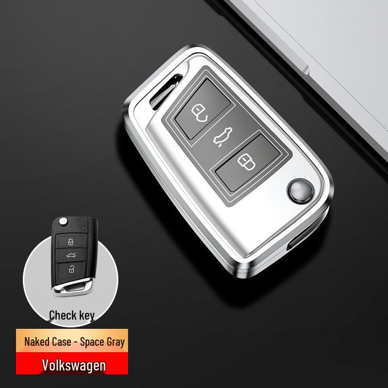 Volkswagen Car Key Case for Lavida, Bora, Tiguan, Santana, Sagitar, Polo, Jetta - Aluminum Alloy Cover