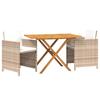 vidaXL 3-tlg. Garten-Essgruppe mit Kissen Beige