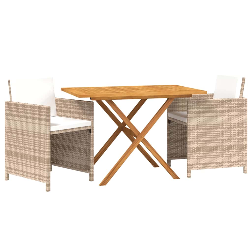 vidaXL 3-tlg. Garten-Essgruppe mit Kissen Beige