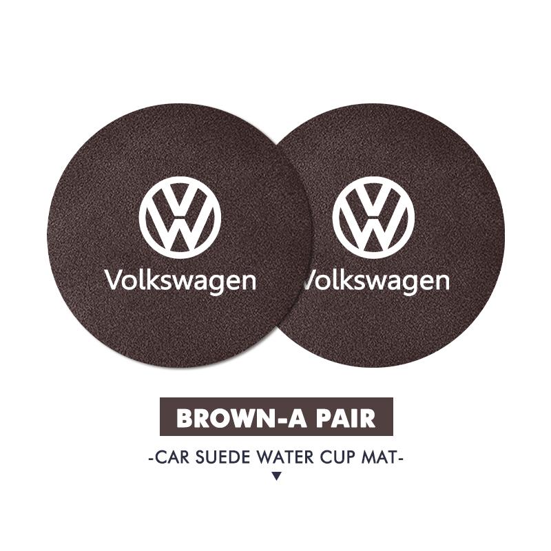 For Volkswagen VW 2pcs Car Cup Holder Coaster Suede Anti Slip Anti Scratch Insert Scirocco Passat Polo B5 B6 B7 CC Tiguan Sharan DG9