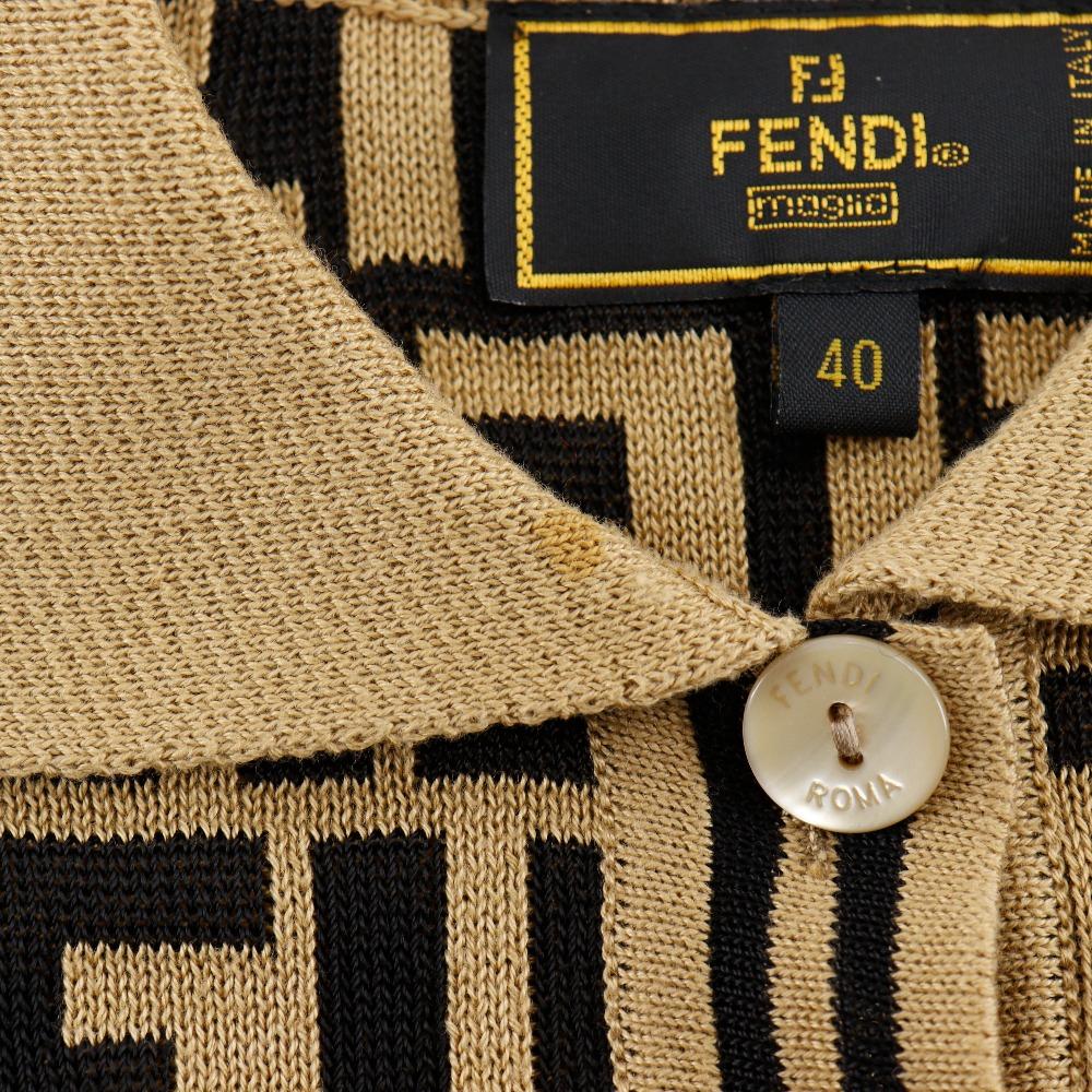 Fendi Zucca Polo tričko pletené Hnedá bavlna Dámske Použité