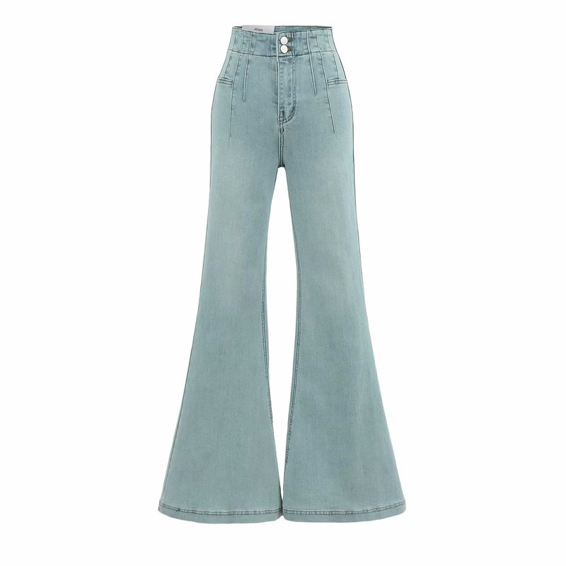 High Quality! Hip Lift! Cotton Heavy American Gyaru High Waist Skinny Flared Trousers Jeans Women Slim Fit