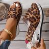 Women's Wedge Leopard Print Slippers Summer 2025 New Fashion High Heel Sandals Casual Plus Size One Line Cool Platform Slippers