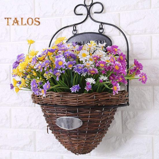 2 Pcs Artificial Daisies Bunch Weatherproof Fake Plants Faux Greenery Artificial Daisies for Indoor Outside Garden Porch Wedding Decor