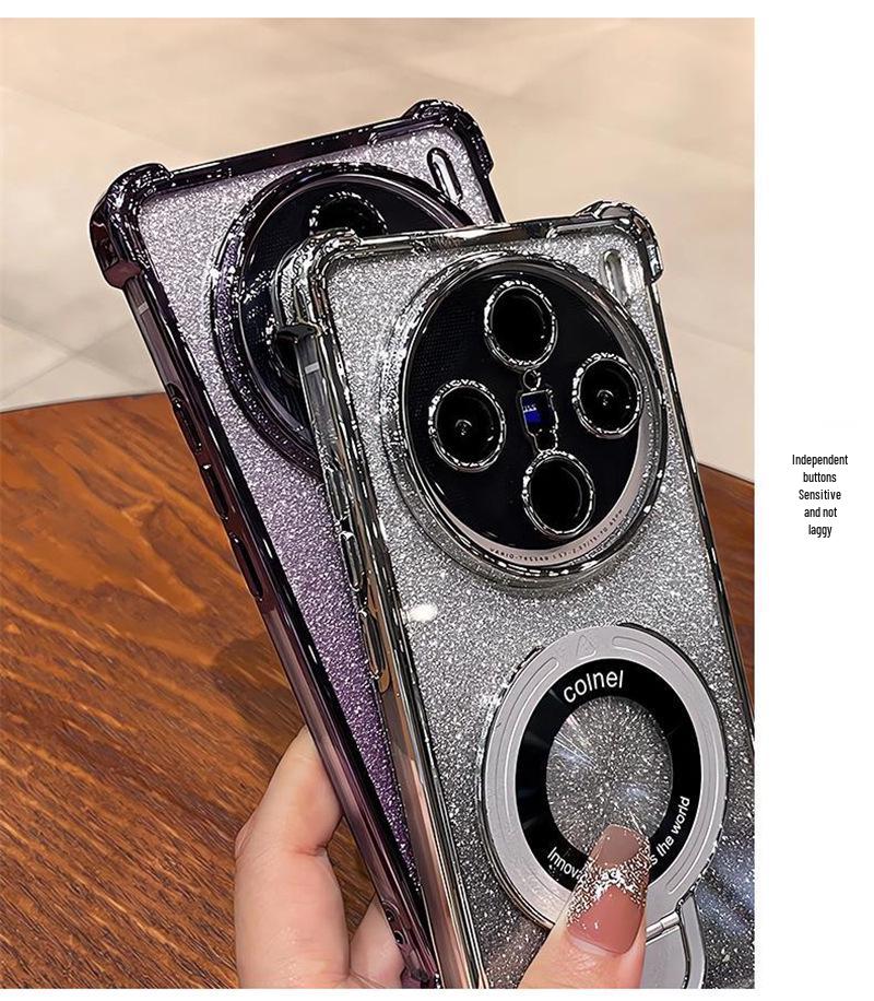 Honor 600 Lite/X8D/X9D/X7C Phone Case: Electroplated Glitter with 400SMART Magnetic Bracket