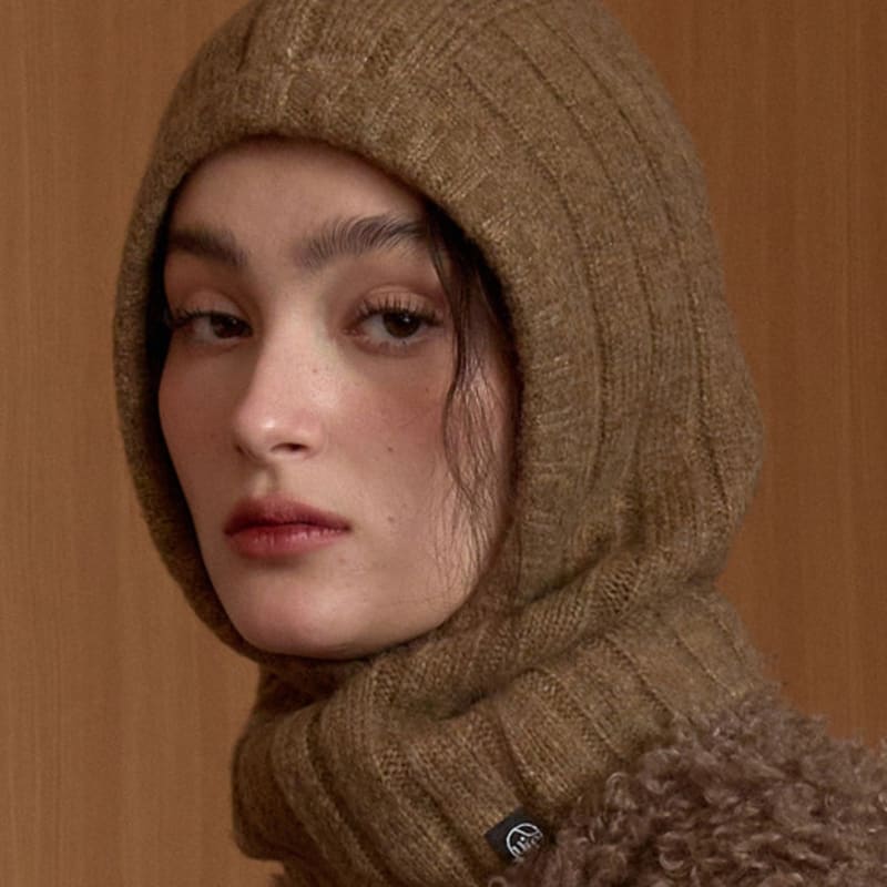 

ouie маркировка шерстяная балаклава коричневая OU1507 FREE