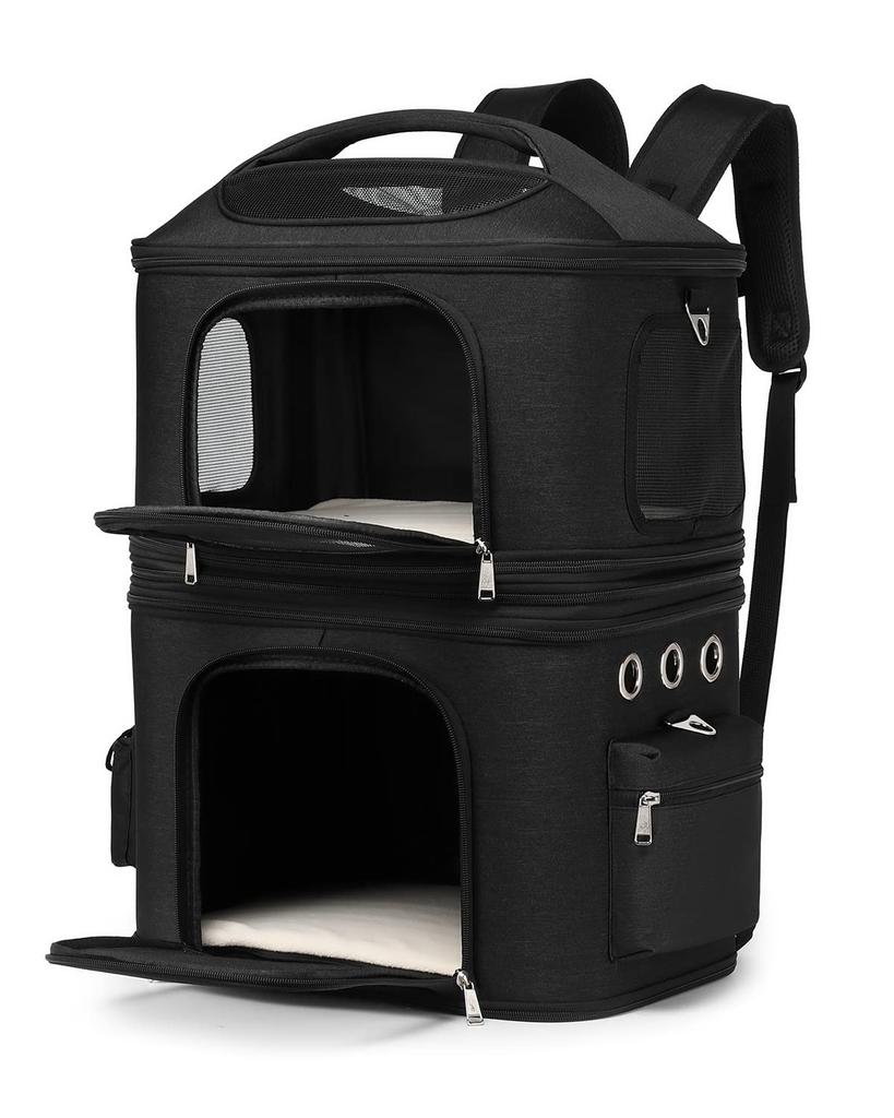 CHINSUKIDA Separable Backpack Carrier for Cats and Small Pet Carrier with Foldable Soft Suitable for Hospital Trips Two-Piece Dogs, 2-Way Mat, Crate,