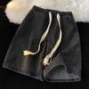 JYL Men's Denim Shorts Summer Drawstring Japanese Vintage Vibe Loose Casual Fifth Pants