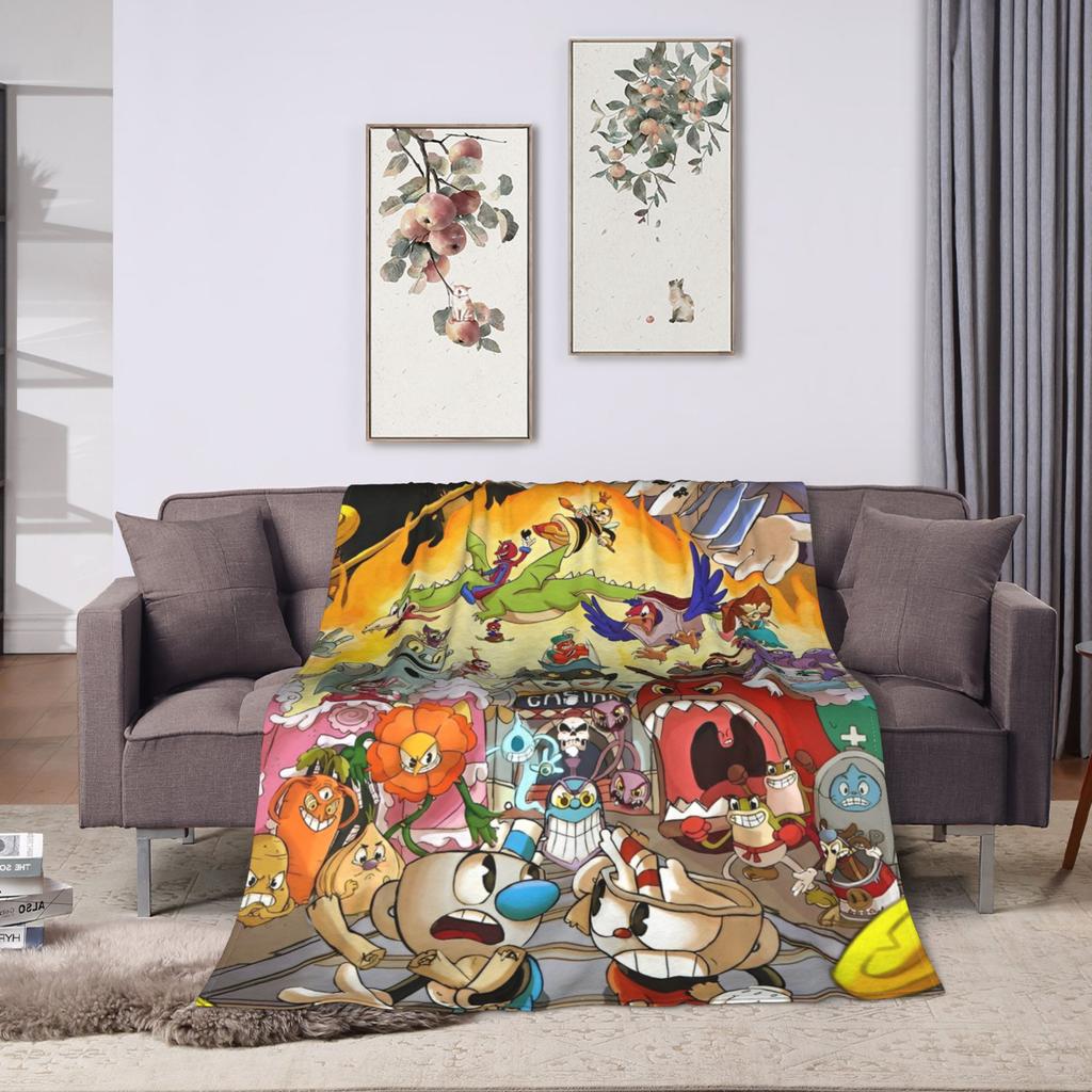 Cuphead Cartoon Blanket Quality Super Warm Bedding Throws Winter Decorative Outdoor Funny Bedspread