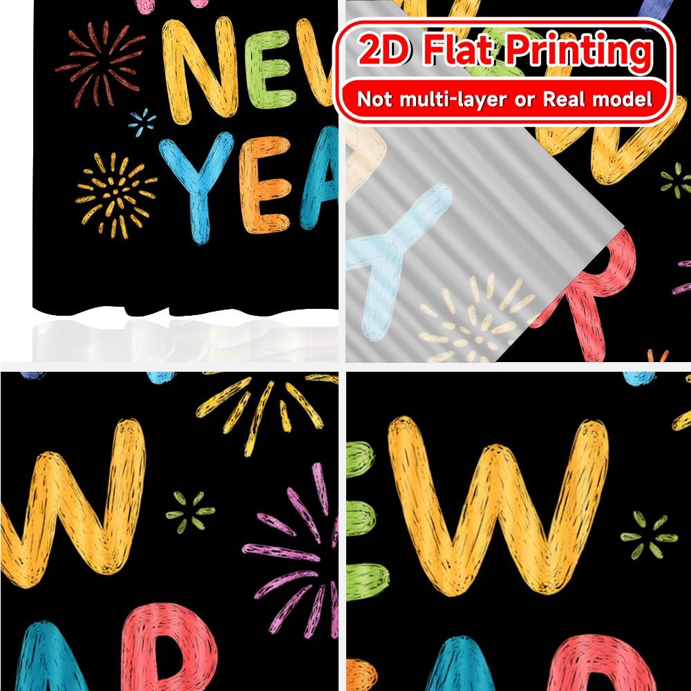 2D Flat Printing,2pcs NewYearJoy Light Filtering Chic Curtains Polyester Curtains Outdoor Decorations Ldeal for Living Room,