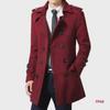 "Men's Woolen Double-Breasted Slim Windbreaker Coat - Korean Style, Autumn/Winter 2022"