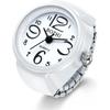Lancardo Round Clock Ring Watch Free Size Analog Accessory for Men and Women with Cover White