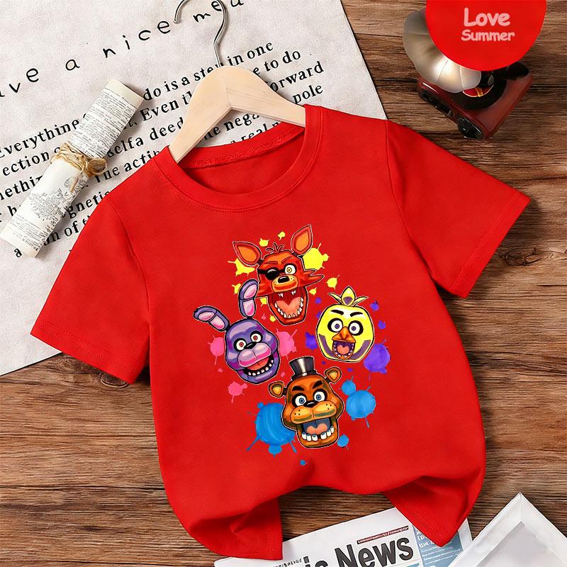 

boys girls Short Sleeve T-Shirt 4 to 14 years FNAF At Freddys T Shirts for children Humor T-Shirt Crewneck Tees Tops 120