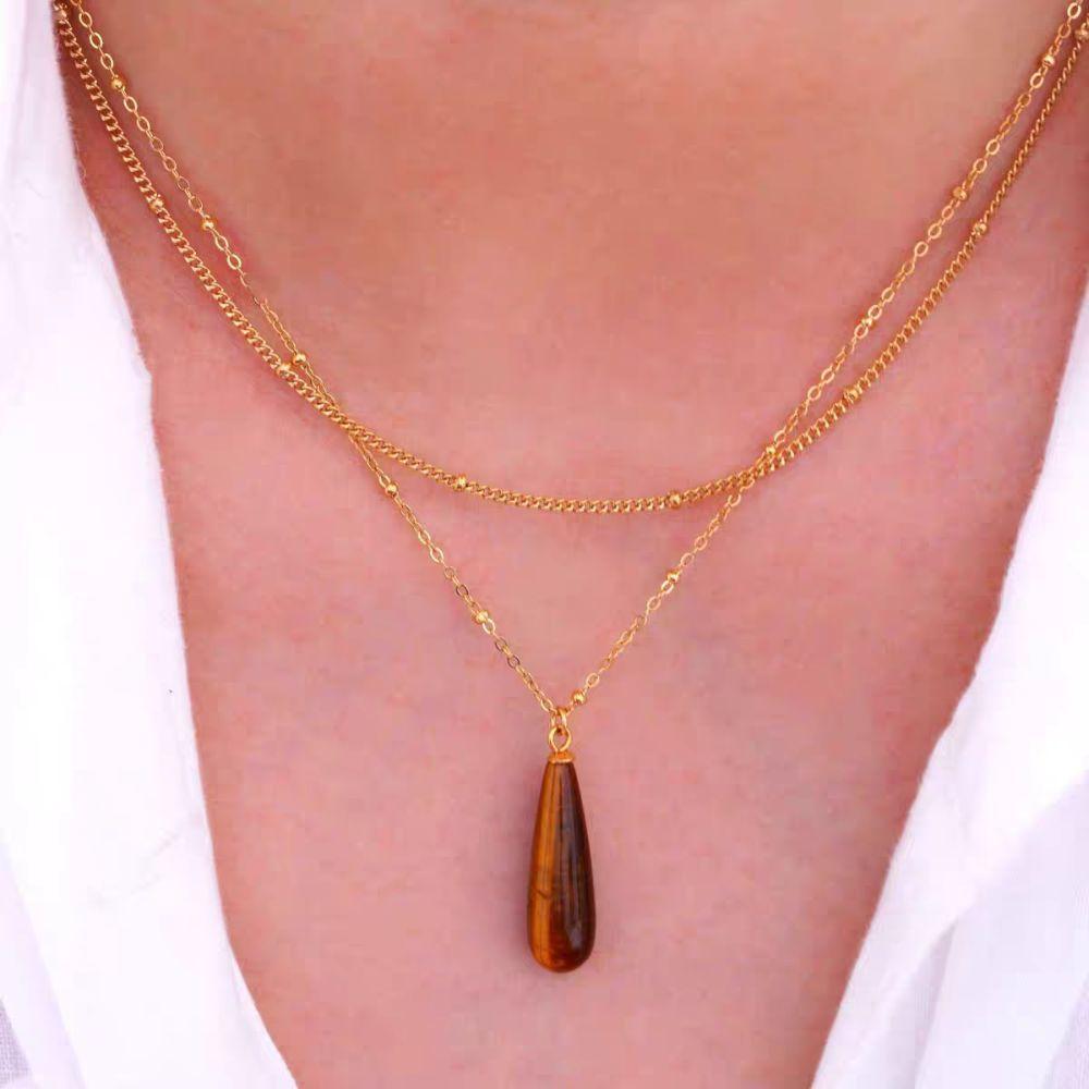 Natural Waterdrop Pendant Necklace Creative Women Choker Fashion Colorful Stone Necklace  Women