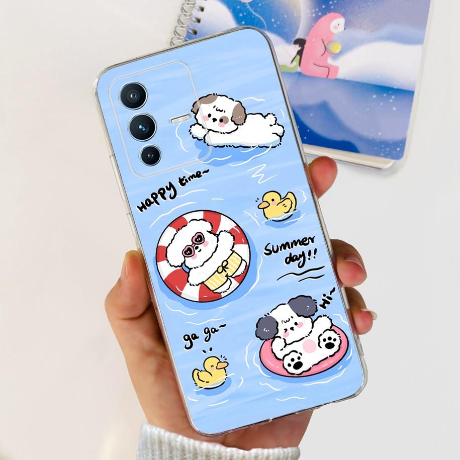 For Vivo V23 Pro V2132 Case For Vivo V23 5G V2130 V2303 Cover Fashion Flower Clear Silicone Phone Case For Vivo V23e V 23 Bumper