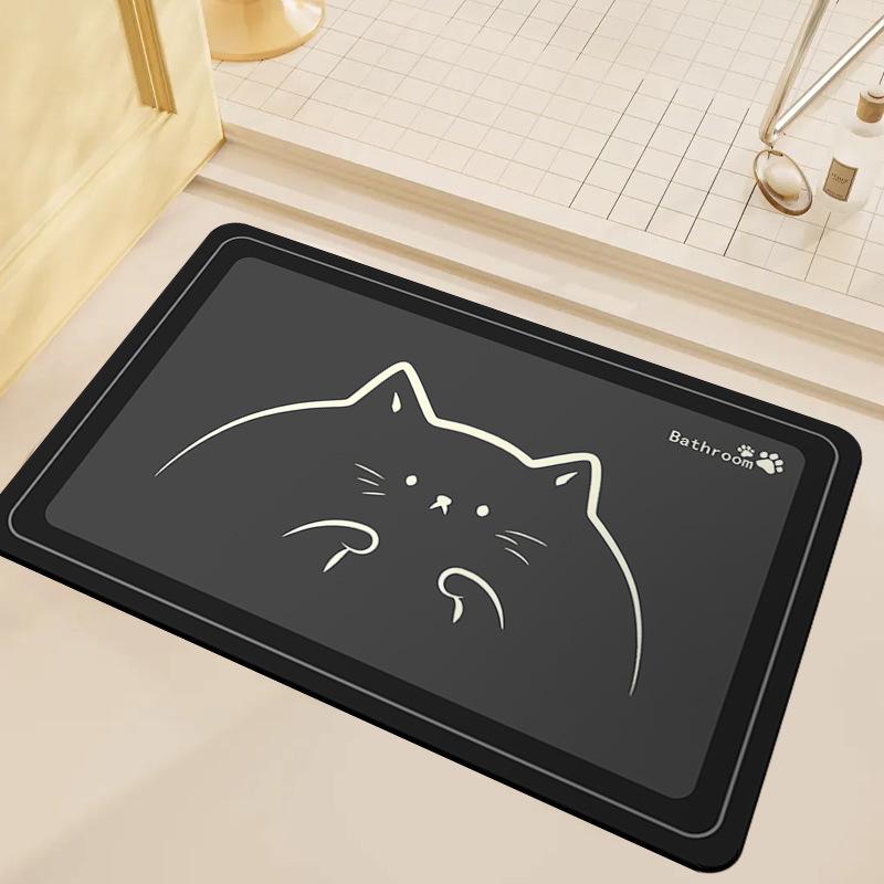 Cartoon Cat Floor Mat Diatom Mud Bathroom Floor Mat Bathroom Absorbent Foot Mat Dirt resistant Quick drying Foot Mat