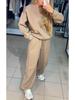 Autumn/Winter 2024 Women's Round Neck Rhinestone Hoodie & Sweatpants Set