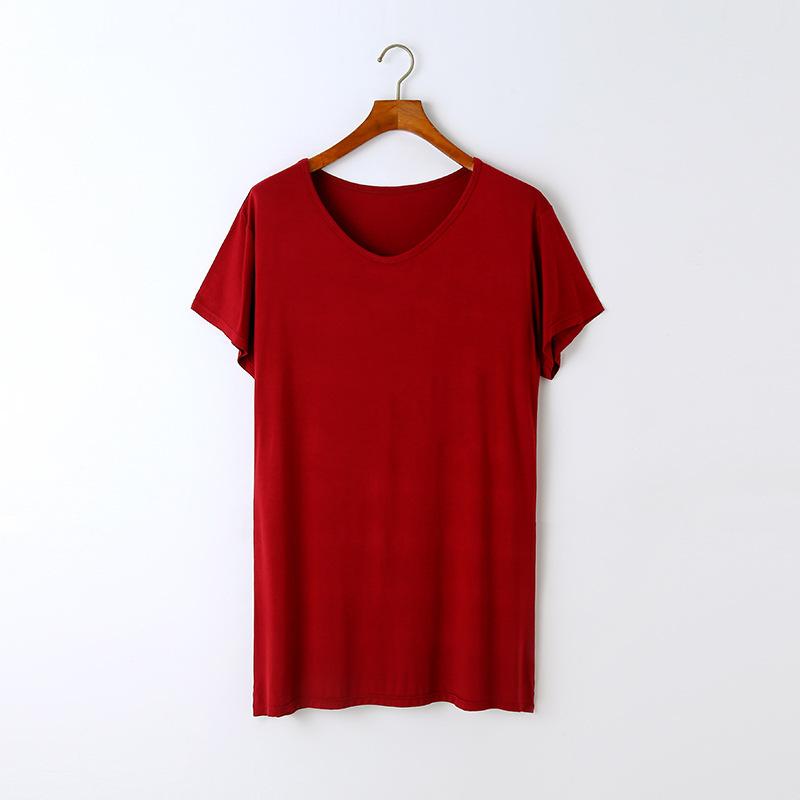 Modal Pajamas Women's Summer New Nightgown V-neck Short-sleeved Simple Women's Pajamas Outside Casual Home Clothes