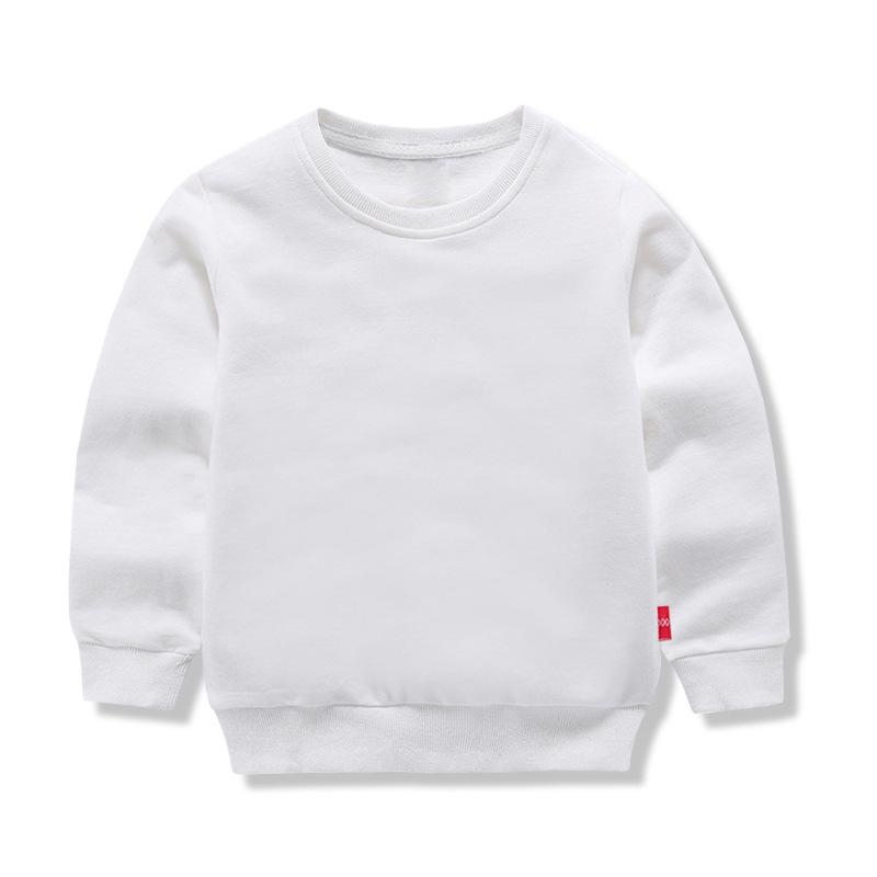 Children's Spring Collection Korean-Style Solid Color Hoodie - Trendy Long Sleeve Round Neck for Boys & Girls