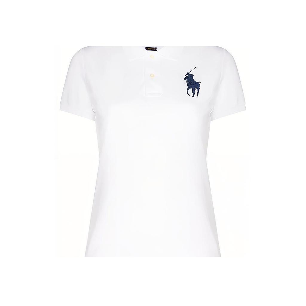 Polo Ralph Lauren SS22 Solid Color Embroidered Crew Neck Short Sleeve T-Shirt Women Tops White 211505656-082