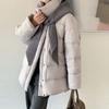 Knitted Shawl Down Jacket Women's Medium and Long Winter Fashion Sweet High Fluffy White Duck Down Bread Jacket