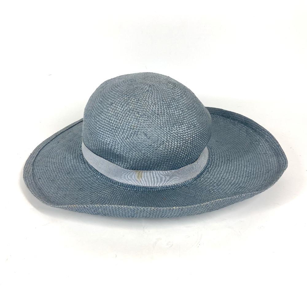 CHANEL Summer Hat Straw hat Straw Hat Bicolor hat straw blue/Black
