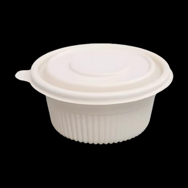 Disposable 1000ml Round Corn Starch Food Containers with Lids