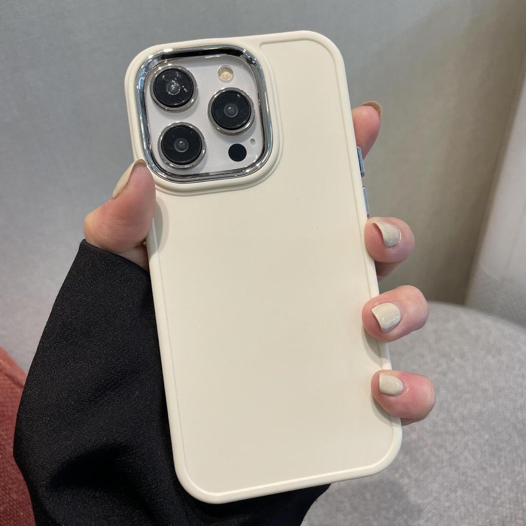 Solid Color Simple Electroplating Frame Is Suitable for Apple 14Ppromax Mobile Phone Case iPhone13 Matte 12 Anti-drop 11 Soft