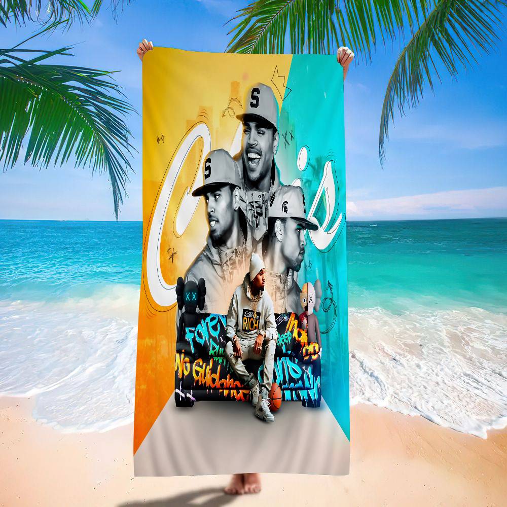 C-Chris B-Brown Rapper Classic Movie Big Microfiber Beach Towels Quick Dry Towel Sand Beach Towels Pool Towel for Travel Swim