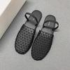 Französische Retro-Hohlfischernetz-Oberfläche gewebte Tasche Kopfsandalen Damen 2025 neue flache Sohle bequeme lässige Hausschuhe Außenschuhe
