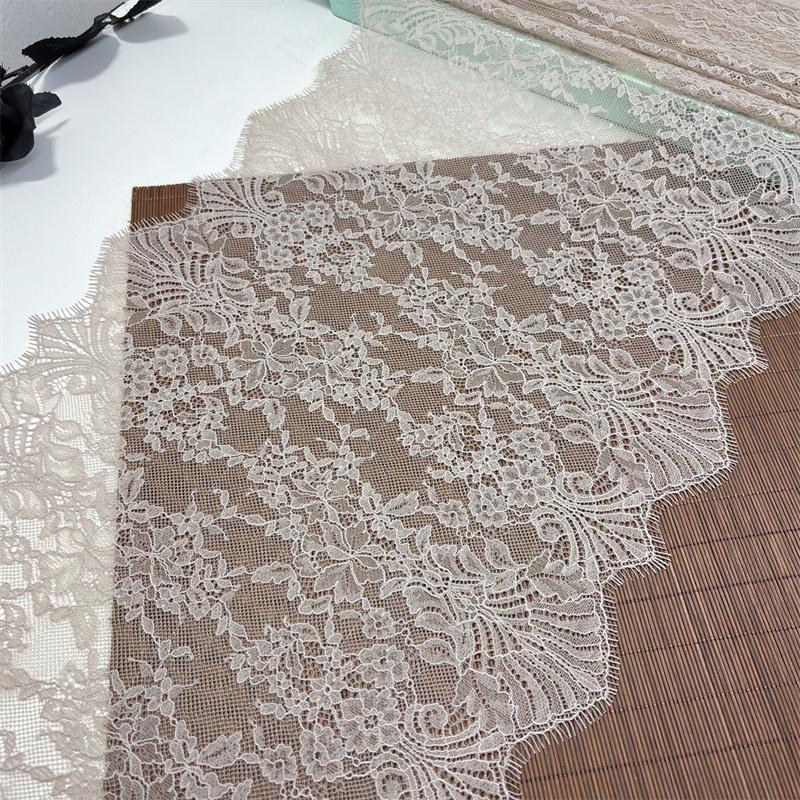 (2 Colors) 3m X 31cm French Chantilly Lace, Non-stretch Eyelash Lace Fabric for Sewing, Bra, Underwear, Lingerie, Dress, Garment, Crafting