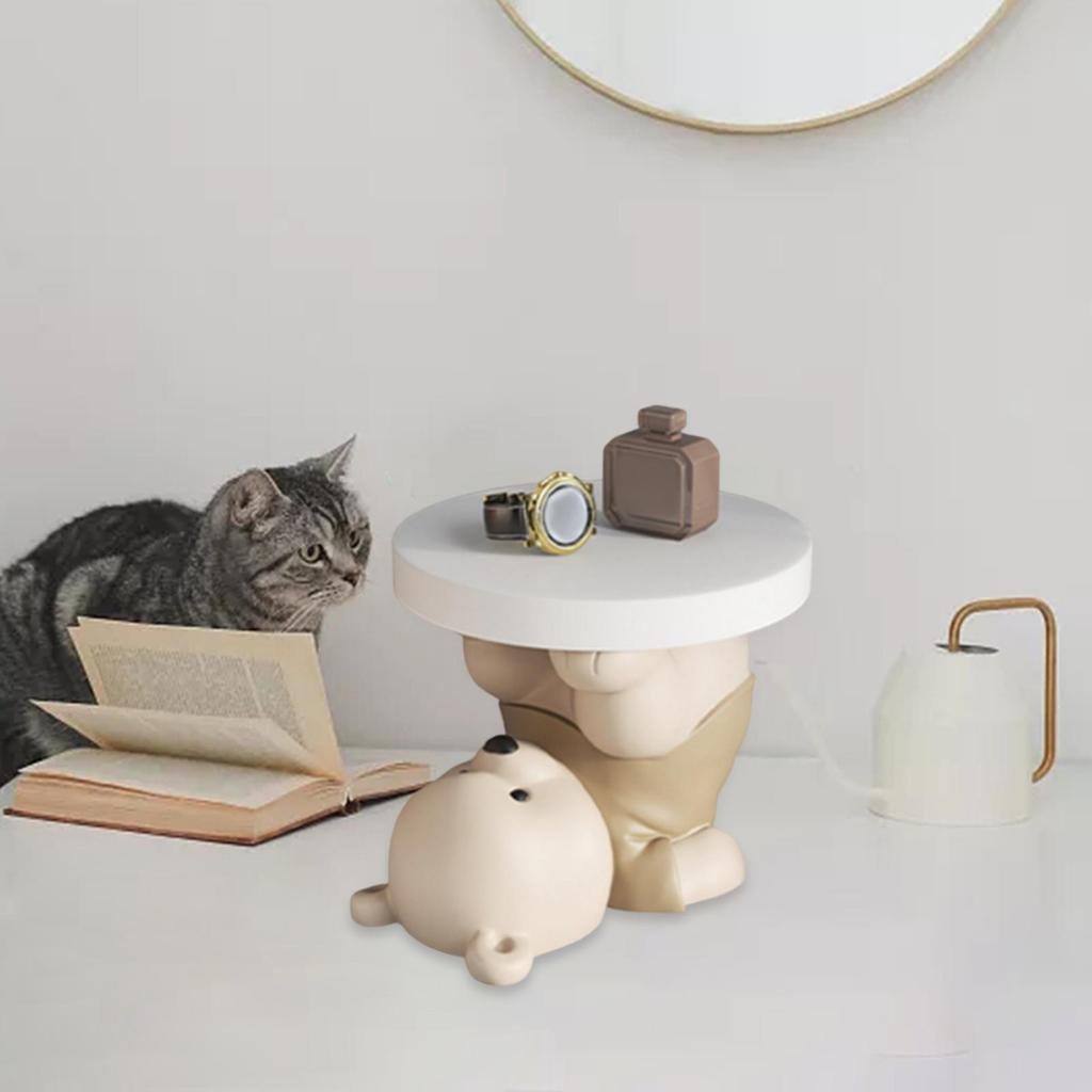 Bear Figurine Side Table, Minimalist End Table for Home Office