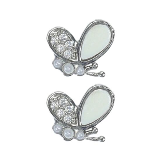 2 Pcs Nail Art Butterfly Zirconia Nail Charms Cubic Decors Nail Jewelry Decorations 3D
