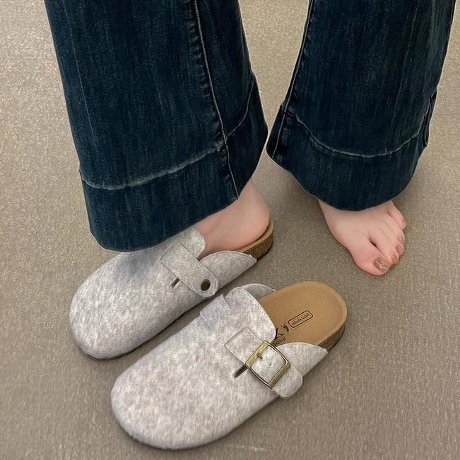 Retro round head baotou half slippers women's spring new outer wear thick-soled personalized casual cool slippers