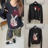 New Styles: Rabbit Pattern Wool Blend V-Neck Cardigan & Round Neck Pullover Sweater