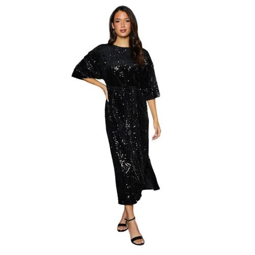 Principles Womens/Ladies Sequin Belted Batwing Midi Dress
