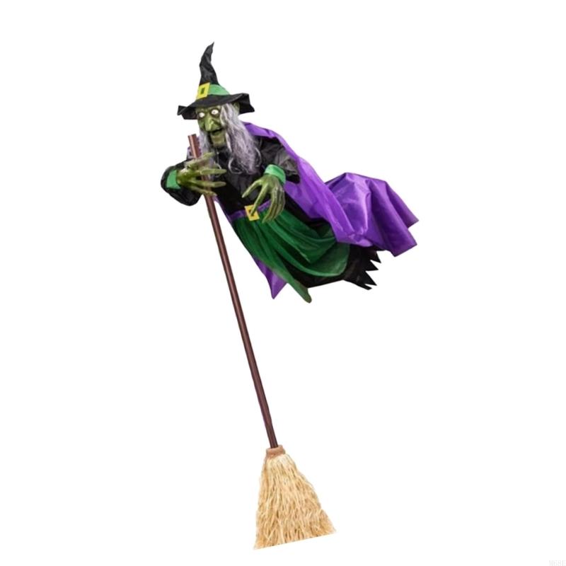 Haunted Animated Hovering Witch Sculpture with Fabric Costume Halloween Props M68E