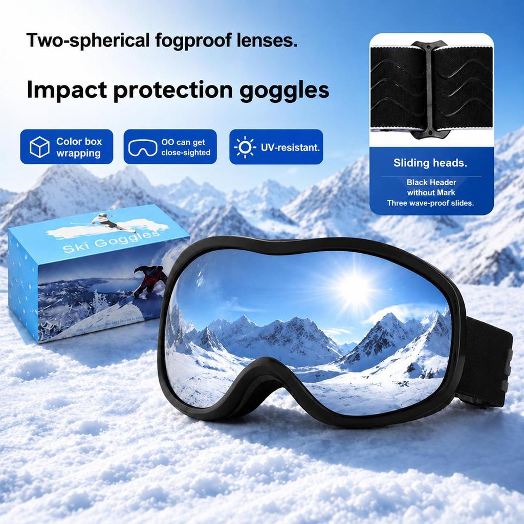 Ski Goggles for Men Women, Double Lens Anti-Fog Snowboard Goggles, UV Protection Winter Snow Sports Eyewear