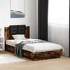 Bed Frame with Headboard and LED Lights Smoked Oak 90x190 Cm