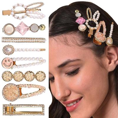 Kapimo 8 Pcs Hair Clips for Girls Women Fancy Hairclips Korean Hair Accessories with Barette Rhinestone Pearl Hair Pins (White)