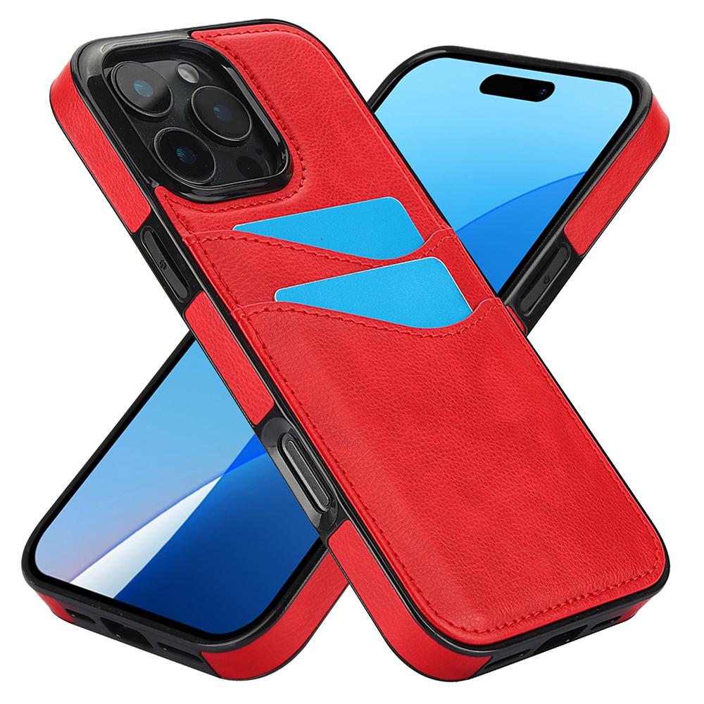 For iPhone 16 Pro Case Card Slot Slim-Fit PU+TPU Mobile Cover