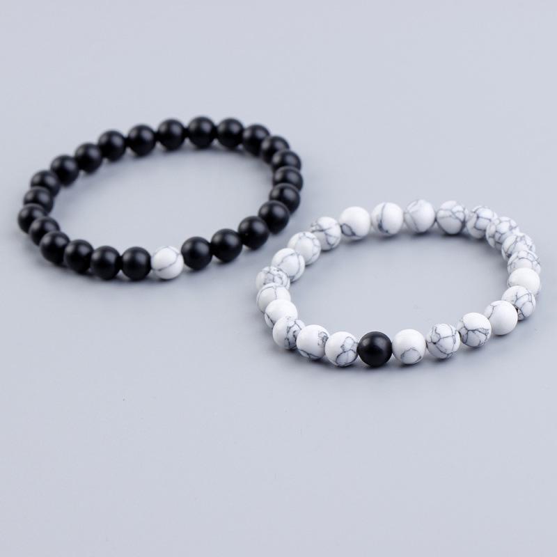 8MM Volcanic Rock & White Turquoise Couple Bracelets