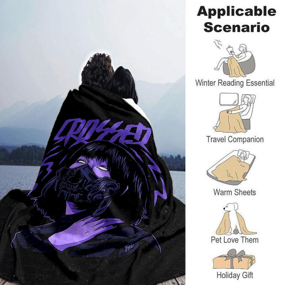 1pc CROSSED MASK Soft Flannel All Season Throw for Home, Office, Outdoor UseDurable Comfort Soft Warm Throw for Home